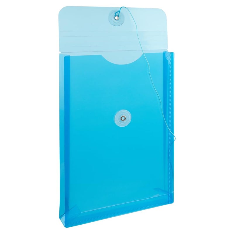 JAM PAPER Plastic Envelopes with Button & String Tie Closure - 6 1/4 x 9 1/4 - Blue - 12/Pack - Image 5